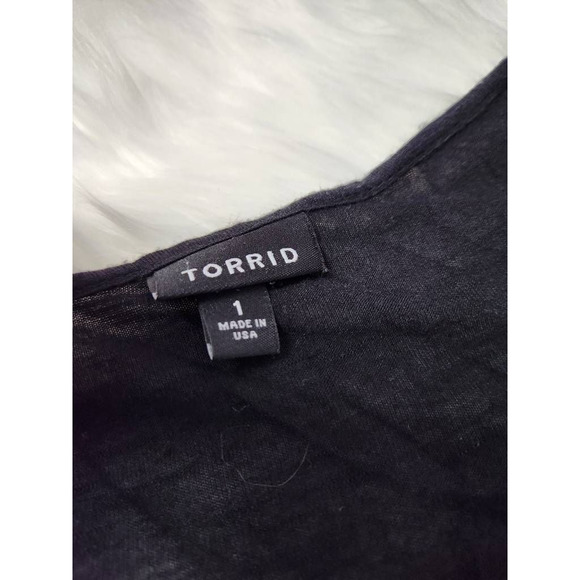 Torrid Womens Peasant Blouse Black Aztec Short Sleeve Flutter Boho Plus 1X - Picture 5 of 6